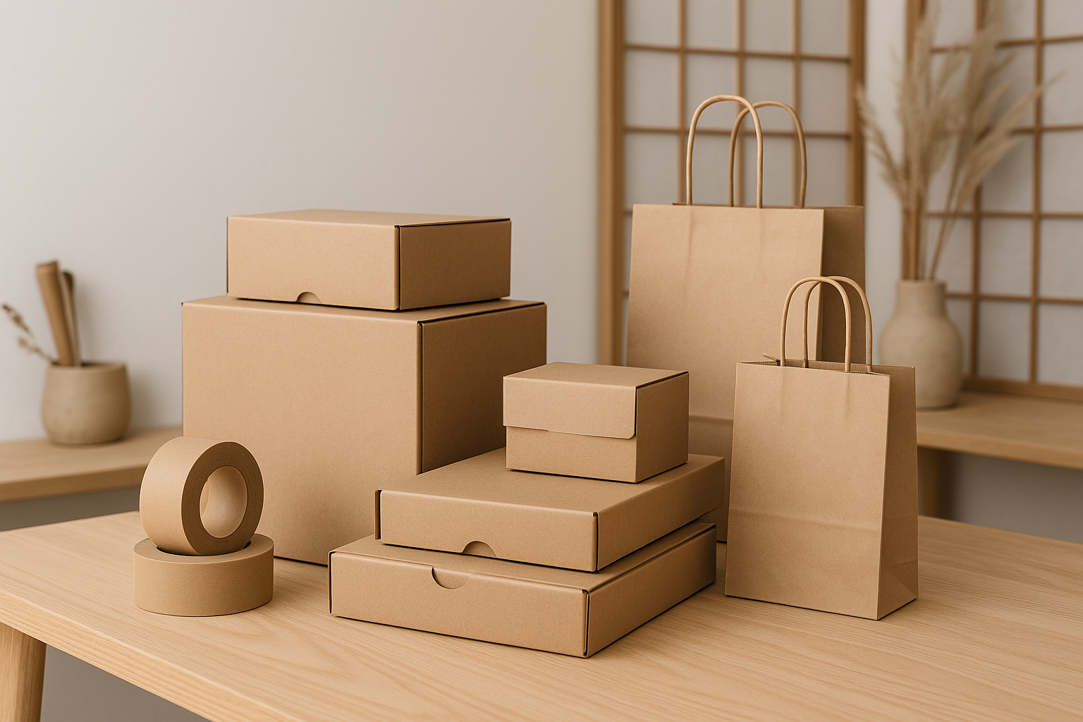 Cajas de cartón y precinto adhesivo
